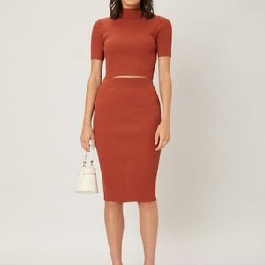 MOTF 2pc ribbed skirt set, burnt orange , sz L, EUC
